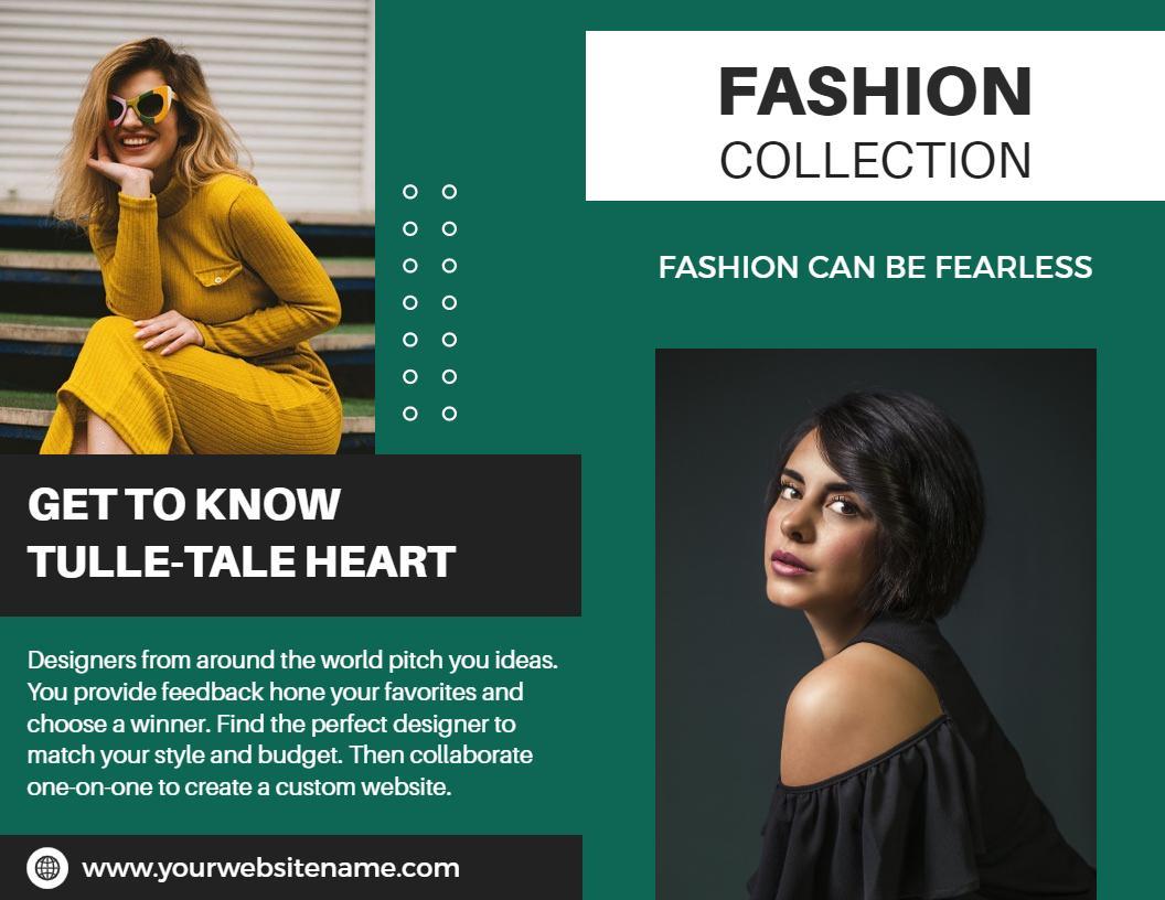 Chic Black and Green Fashion Collection Bi Fold Brochure Template
