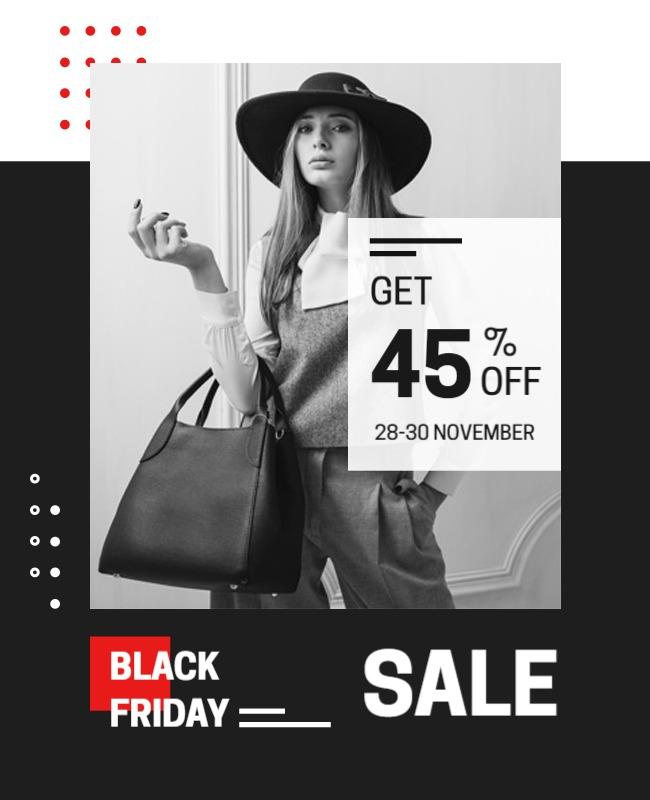 Chic Black and White Black Friday Sale Poster Template