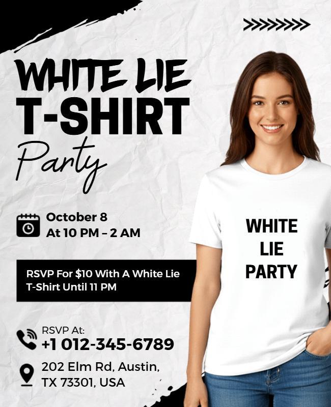 Chic Black and White T-Shirt Party Celebration Flyer Template