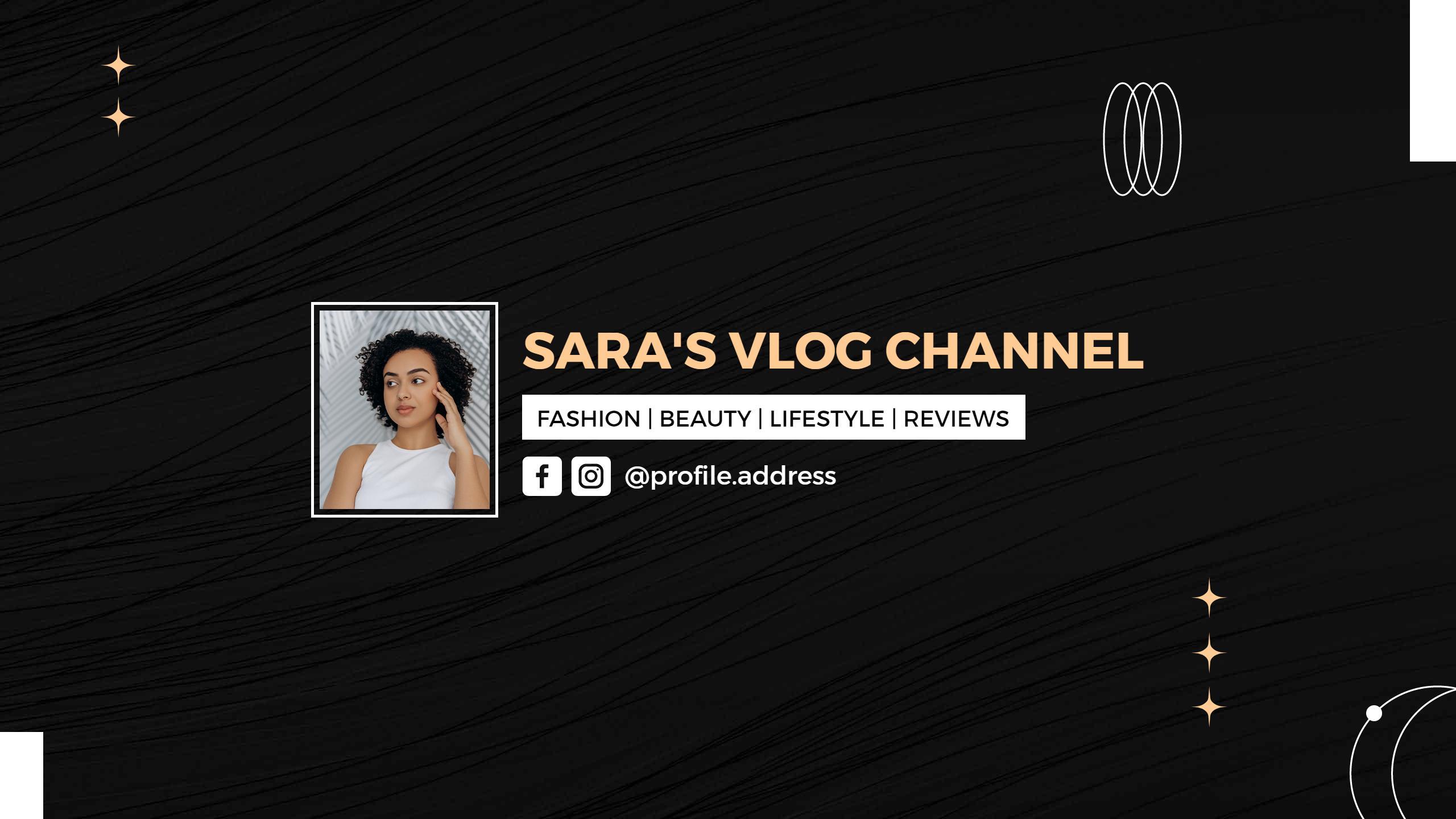 Chic Black Background with Fashion and Lifestyle YouTube Banner Template