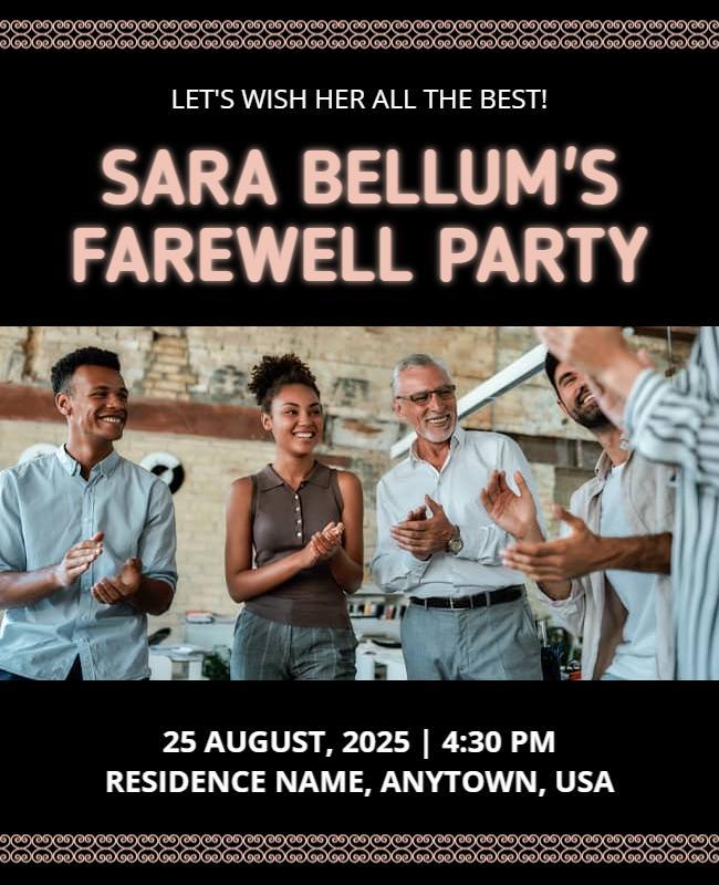 Chic Black Farewell Party Celebration Poster Template