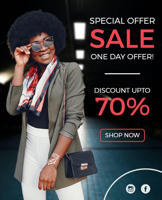 Chic Black Fashion Sale with Bold Discount Offer Flyer Template