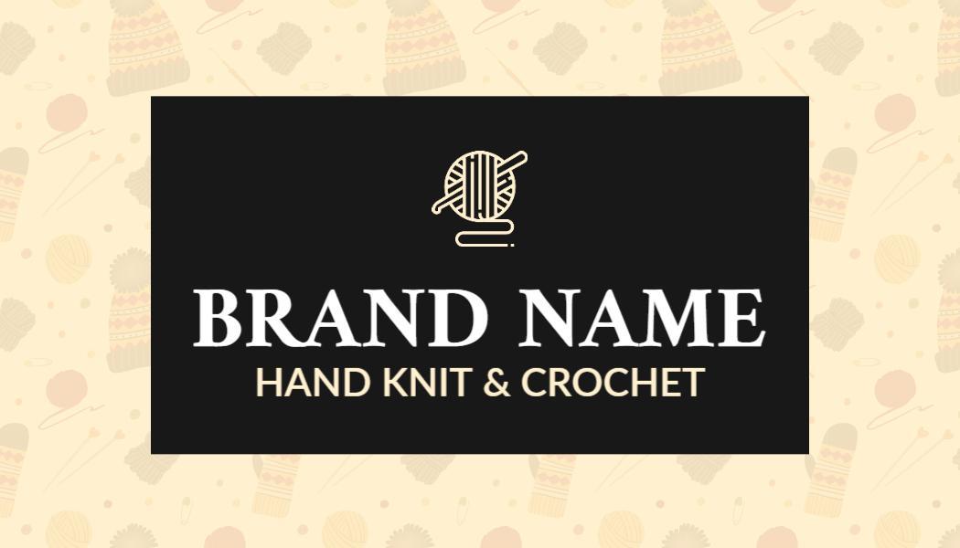 Chic Black Hand Knit & Crochet Visiting Card Template