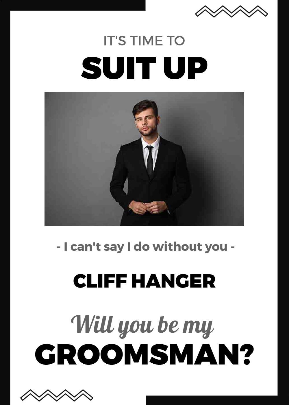Chic Black Suit Up Groomsman Proposal Invitation Template