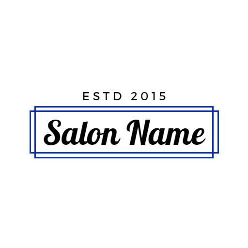Chic Blue Framed Wordmark for Trendy Salon Name Logo Template