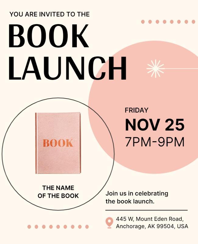 Chic Blush Pink Book Launch Invitation Poster Template