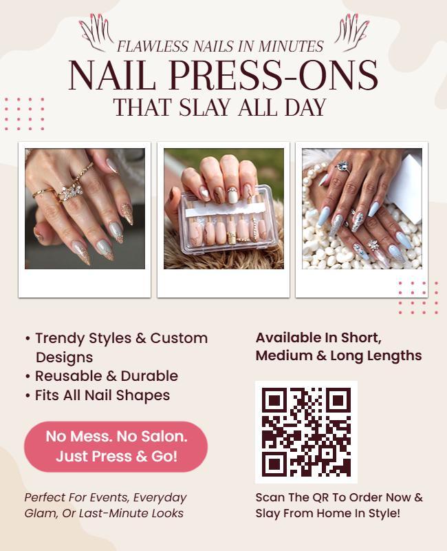 Chic Blush Pink Nail Press-Ons for Glamorous Looks Poster Template