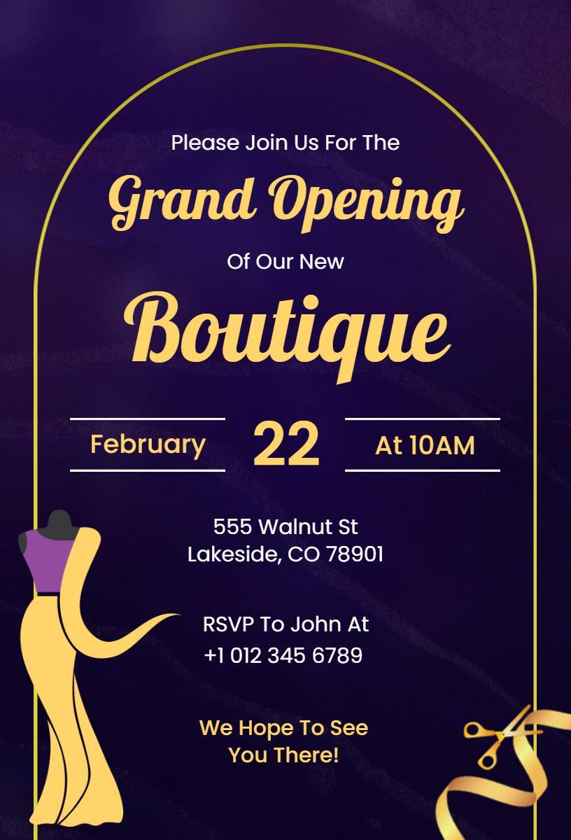Chic Boutique Elegant Grand Opening Celebration Invitation Template