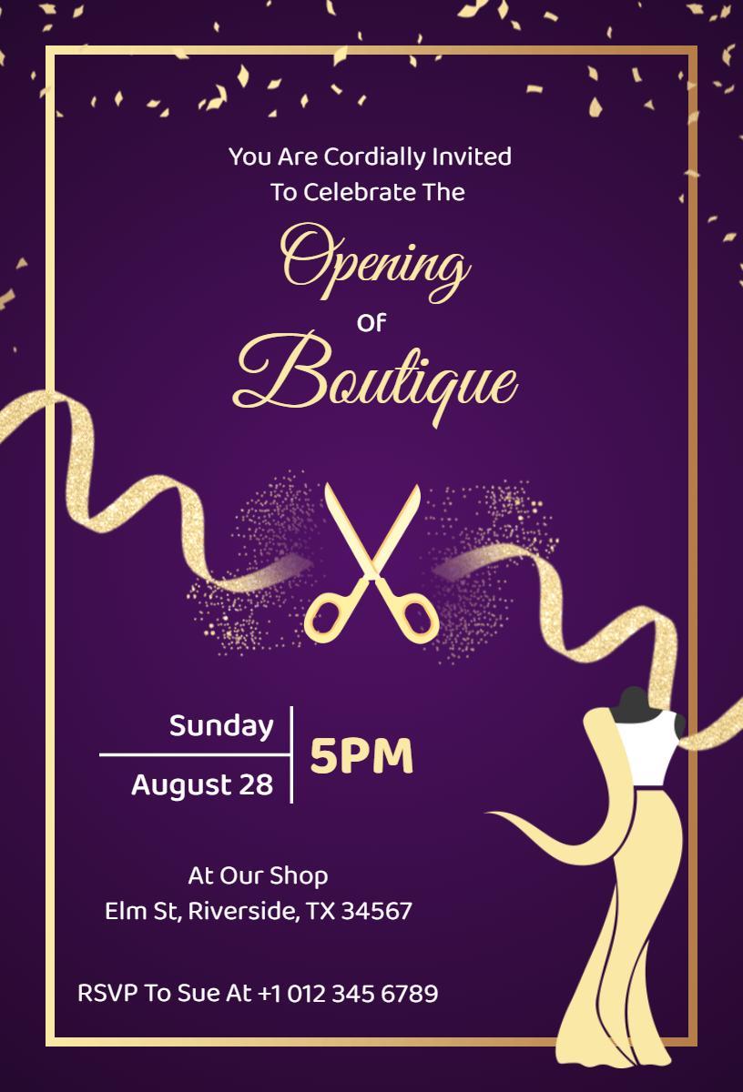 Chic Boutique Grand Opening Celebration Invitation Template