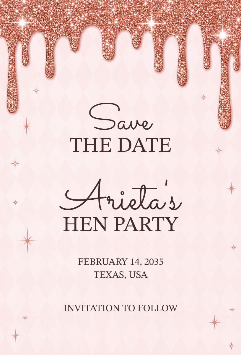 Chic Bridal Hen Party Save The Date Invitation Template
