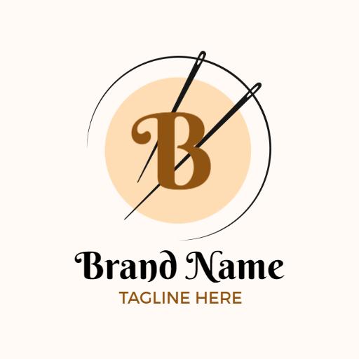 Chic Brown and Cream Stitching Elements Handicraft Logo Template