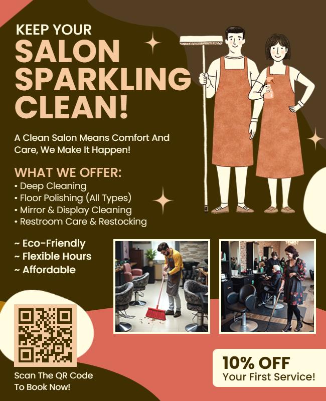 Chic Brown Salon Cleaning Service Promotion Flyer Template