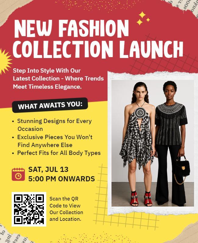 Chic Colorful Fashion Collection Release Event Flyer Template