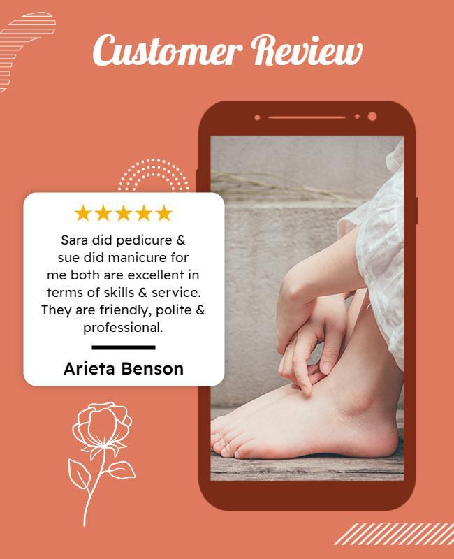 Chic Coral Customer Review Beauty Service Poster Template