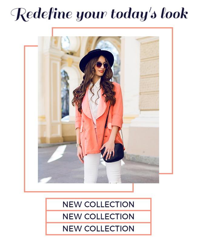 Chic Coral Fashion Style Inspiration Poster Template
