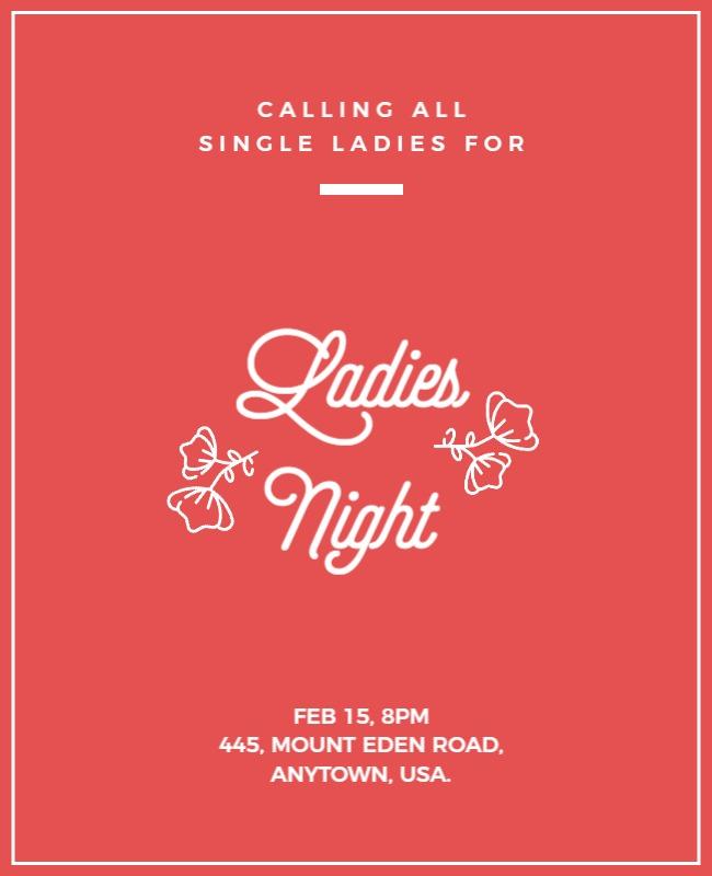 Chic Coral Ladies Night Out Event Poster Template