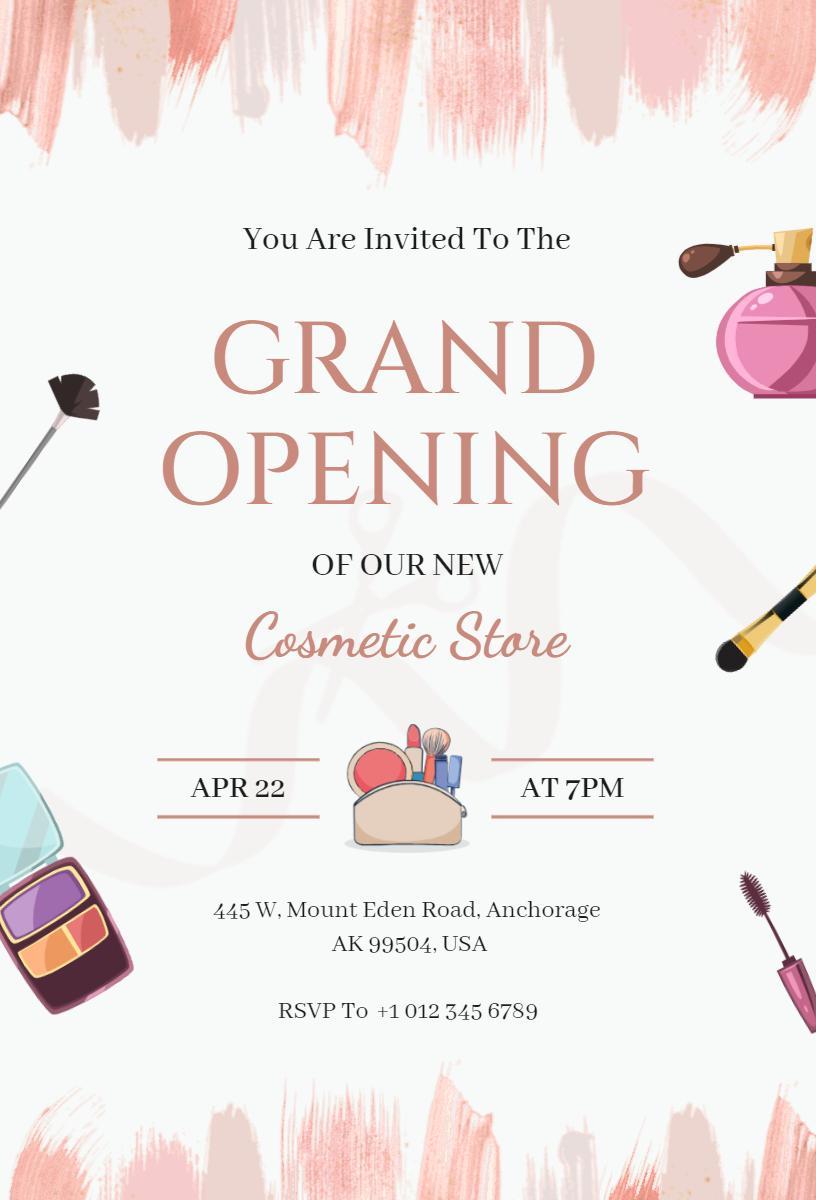 Chic Cosmetic Store Grand Opening Celebration Invitation Template