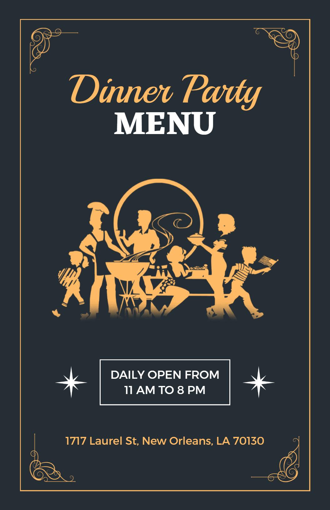 Chic Culinary Feast Dinner Party Menu Template