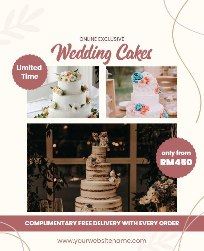 Chic Elegant Wedding Cakes Online Exclusive Offer Poster Template