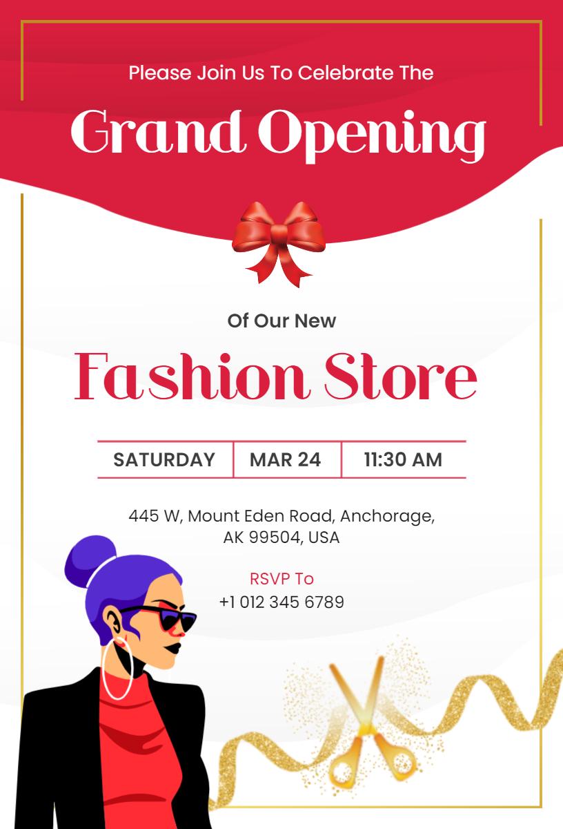 Chic Fashion Store Grand Opening Celebration Invitation Template