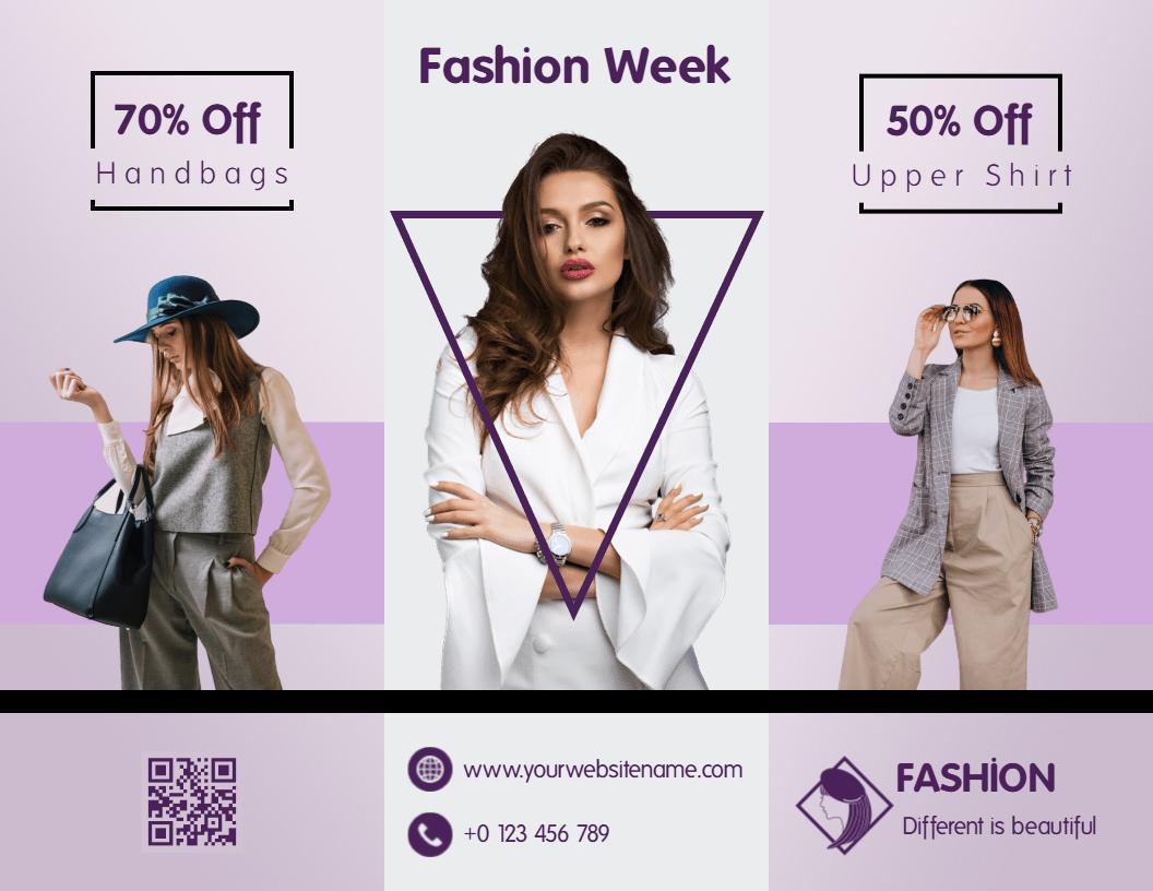 Chic Fashion Week Handbags and Clothing Sales Brochure Template