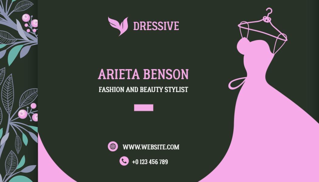 Chic Floral Accents for Fashion Stylist Business Card Template
