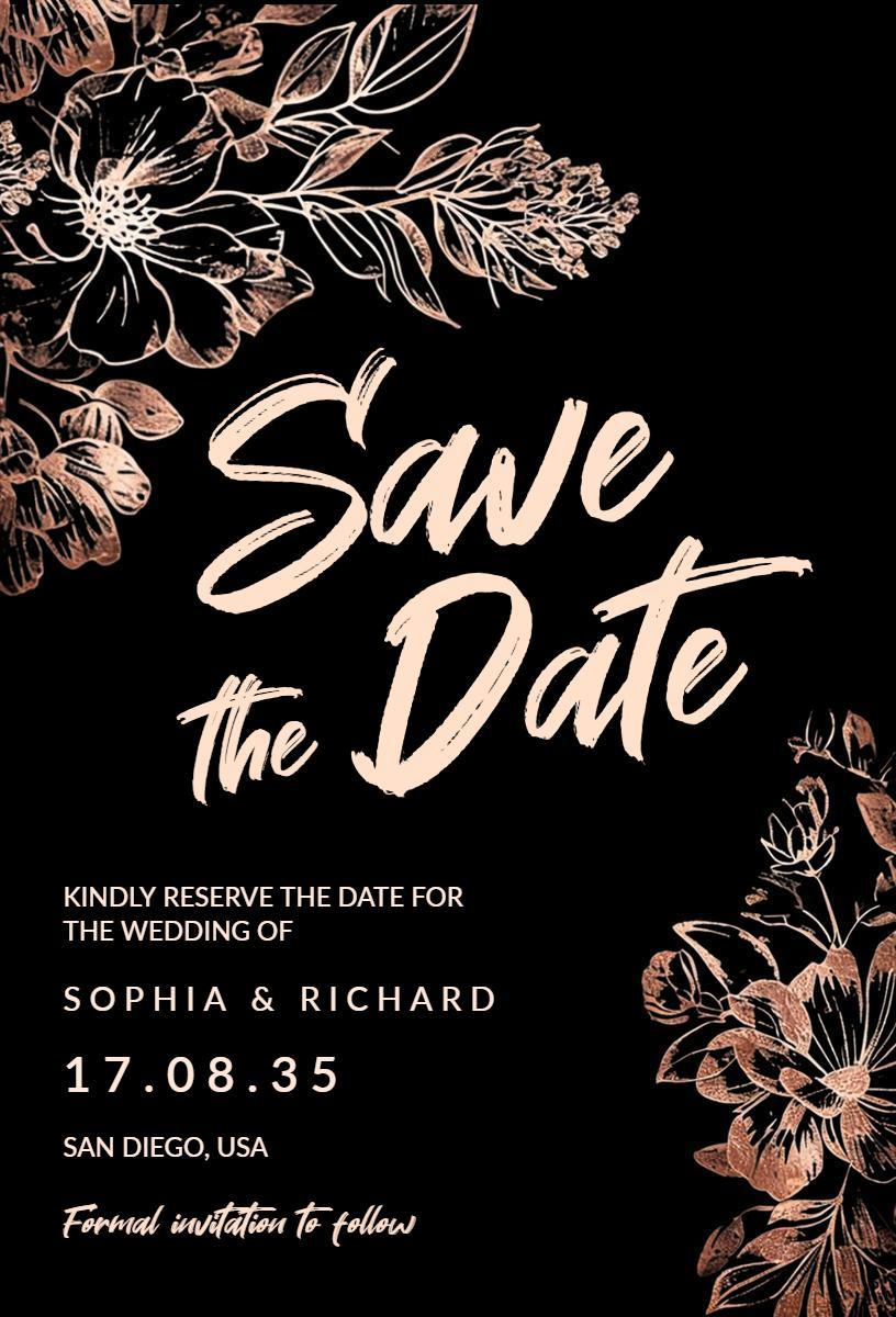 Chic Floral Design Save The Date Wedding Invitation Template