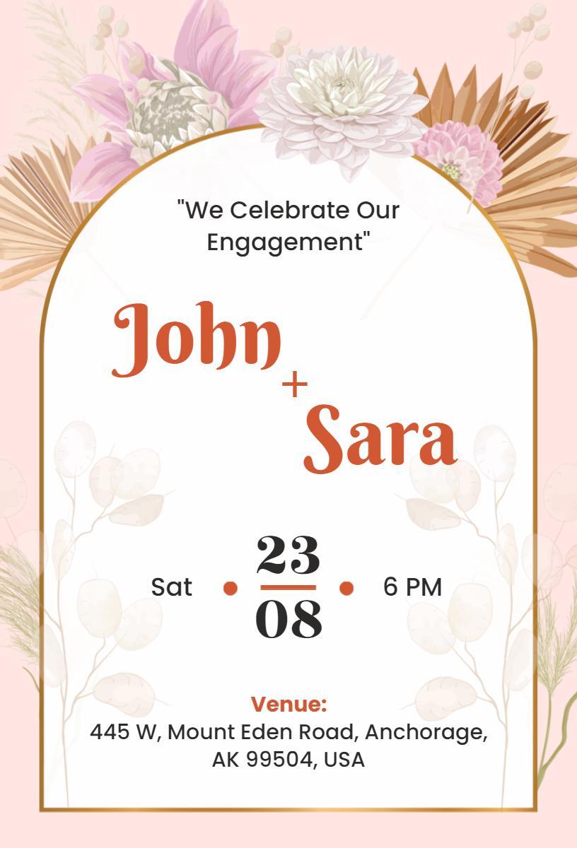 Chic Floral Engagement Celebration Ceremony Invitation Template