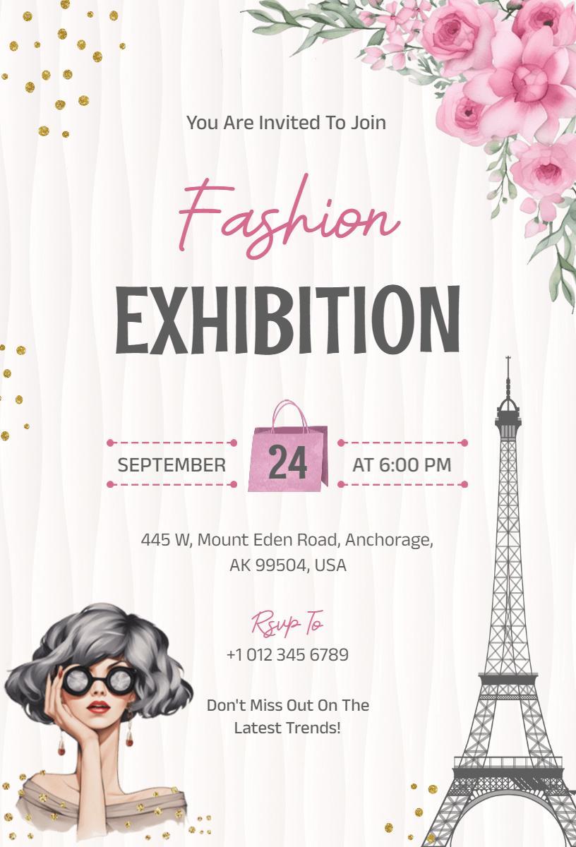 Chic Floral Fashion Exhibition Invitation Template