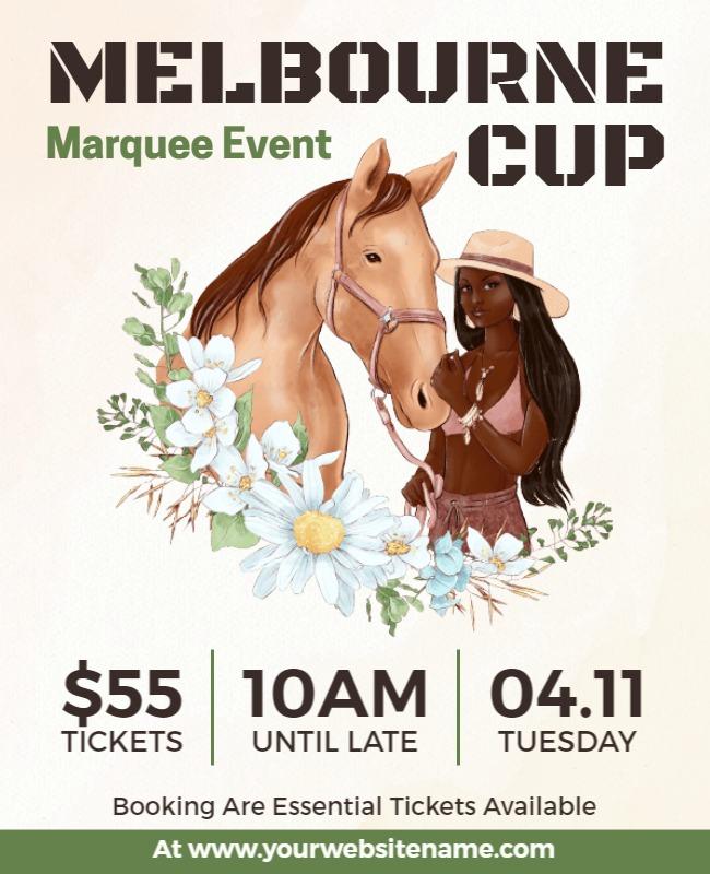 Chic Floral Horse Racing Melbourne Cup Event Poster Template
