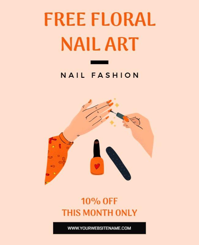 Chic Floral Nail Art Promotion Poster Template