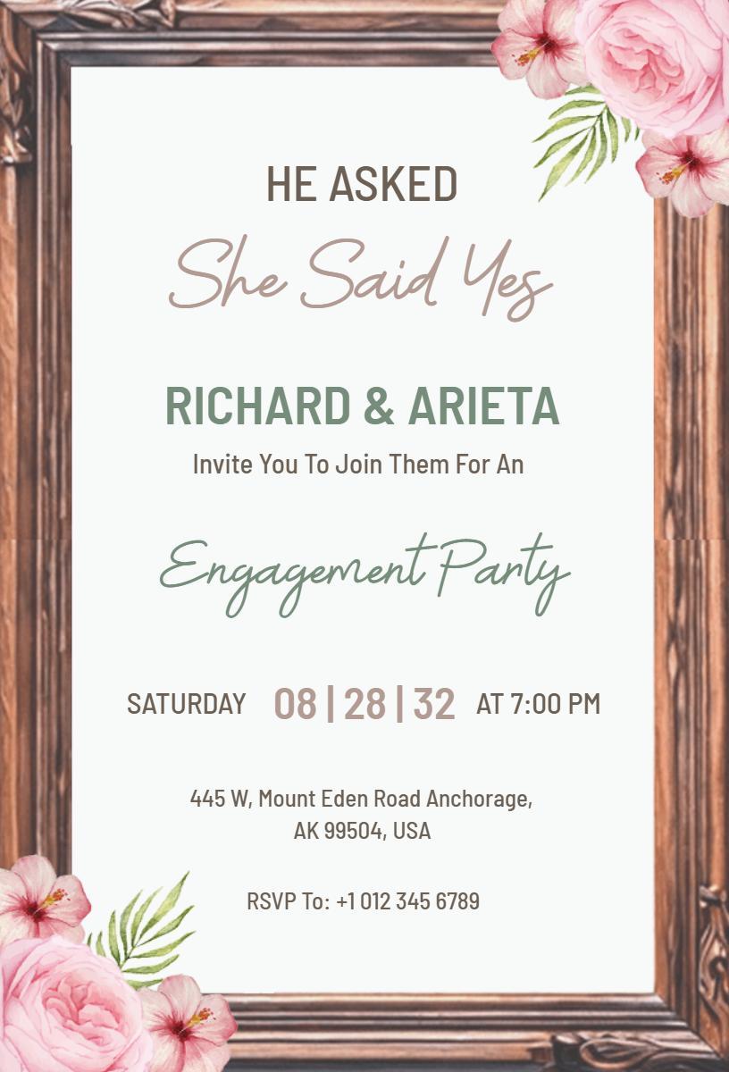 Chic Floral Rustic Engagement Party Invitation Template