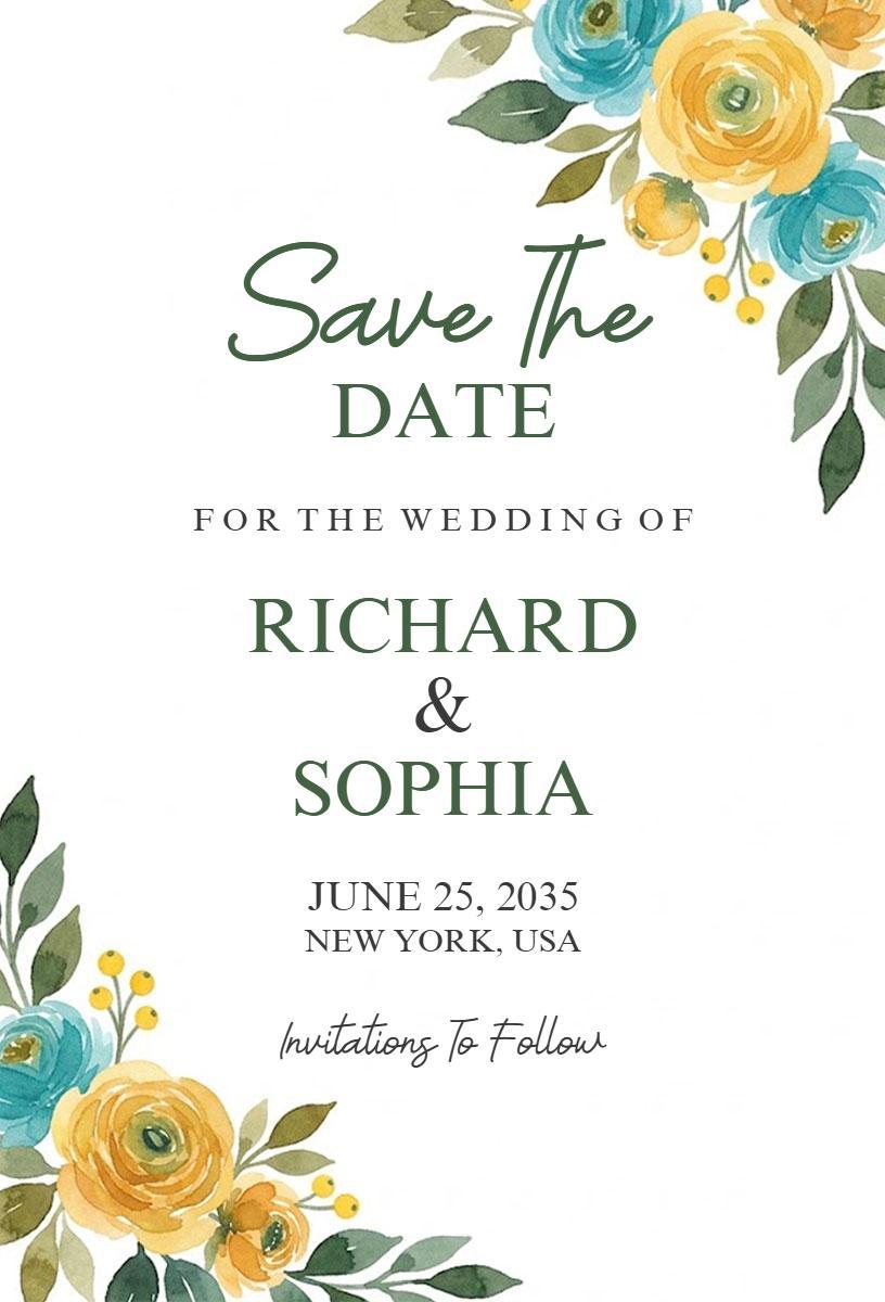 Chic Floral Save The Date Wedding Announcement Invitation Template
