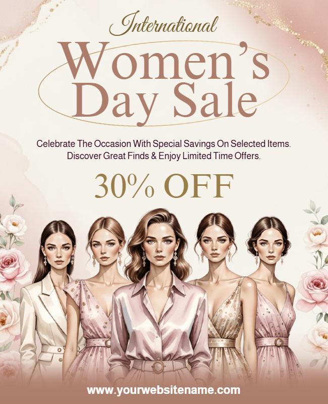 Chic Floral Women's Day Discount Event Flyer Template
