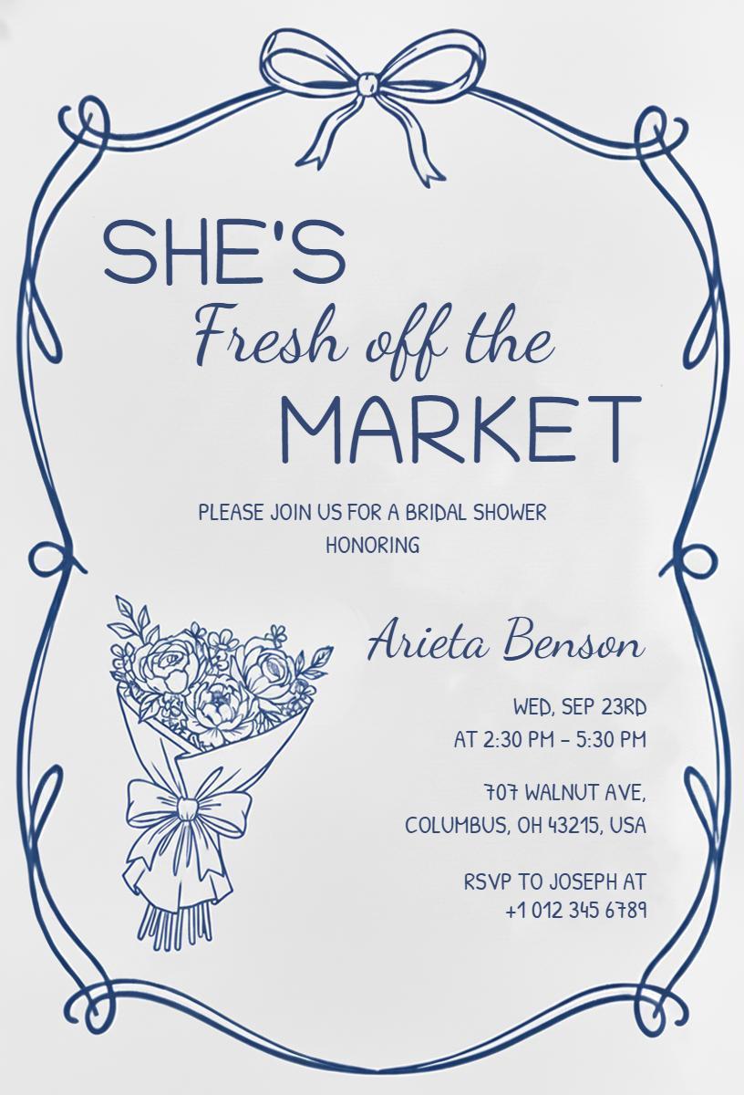 Chic Fresh Off the Market Bridal Shower Invitation Template