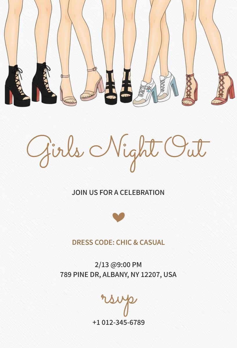 Chic Girls Night Out Celebration Stylish Evening Invitation Template