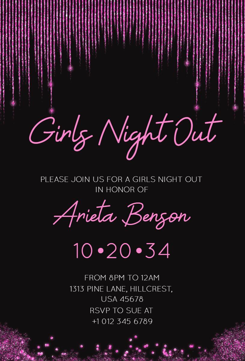 Chic Glam Pink Girls Night Out Celebration Invitation Template