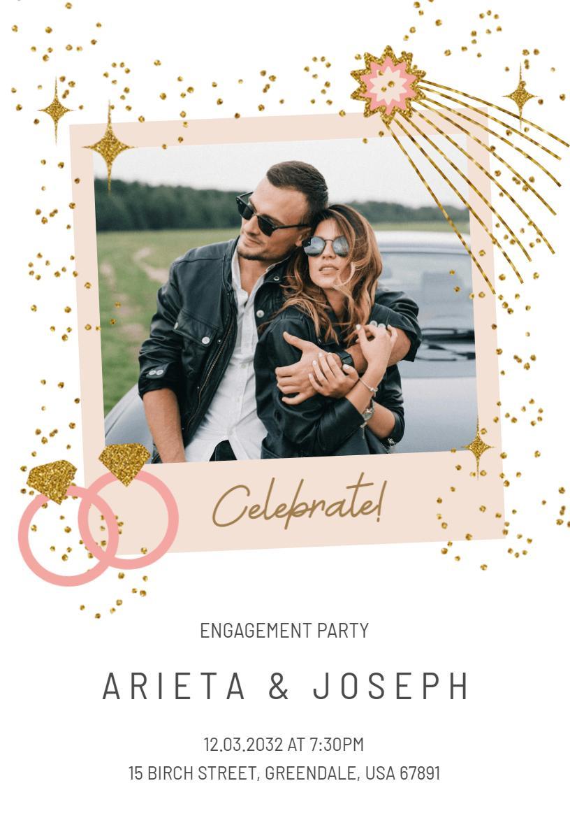 Chic Glamorous Engagement Celebration Invitation Template