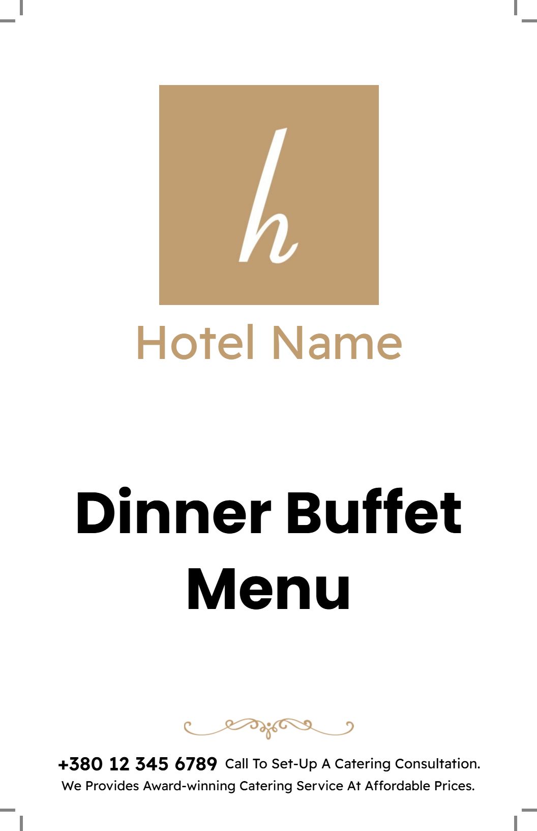 Chic Gold Decorative Elements Dinner Buffet Menu Template