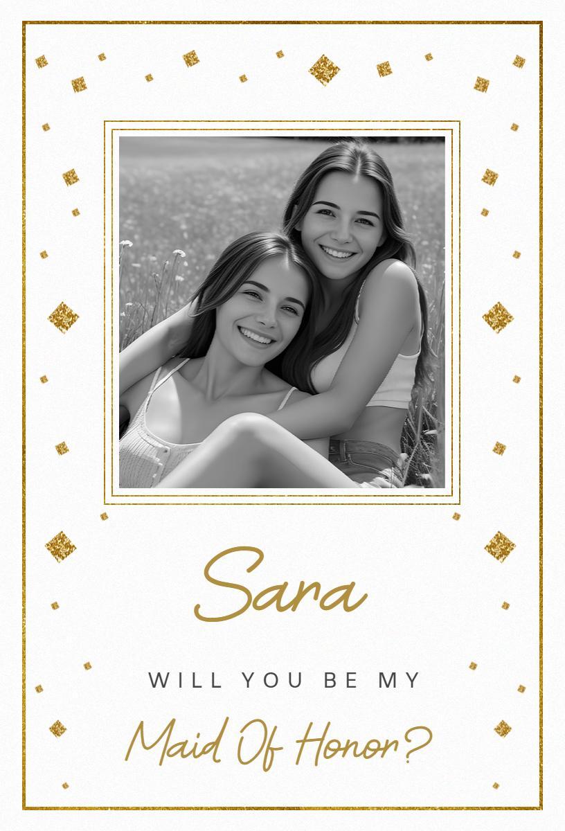 Chic Gold Floral Maid of Honor Bridesmaid Invitation Template