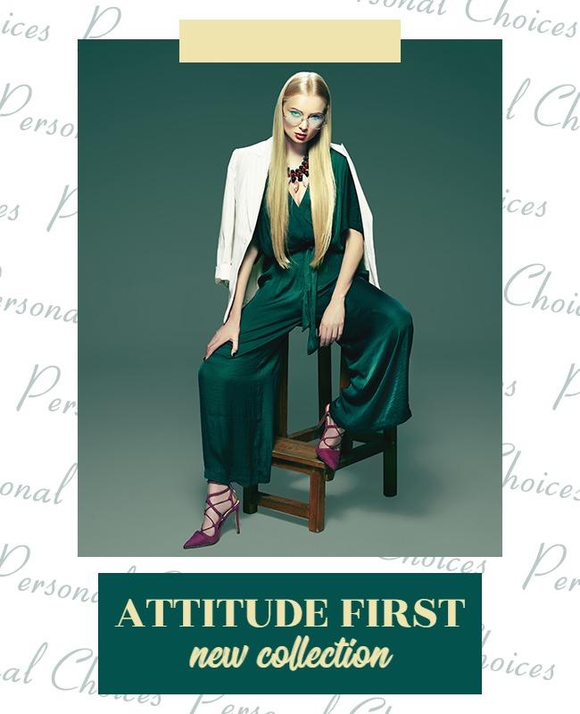 Chic Green Fashion Showcase for New Collection Poster Template