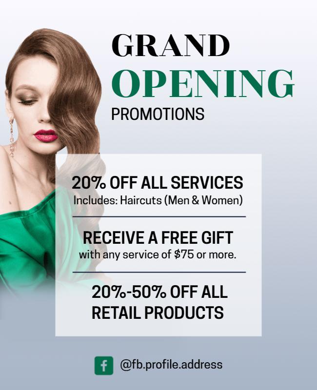 Chic Green Grand Opening Promotions Beauty Salon Poster Template