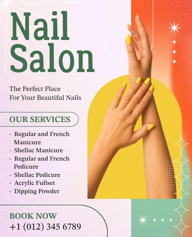 Chic Green Modern Nail Care Services Flyer Template