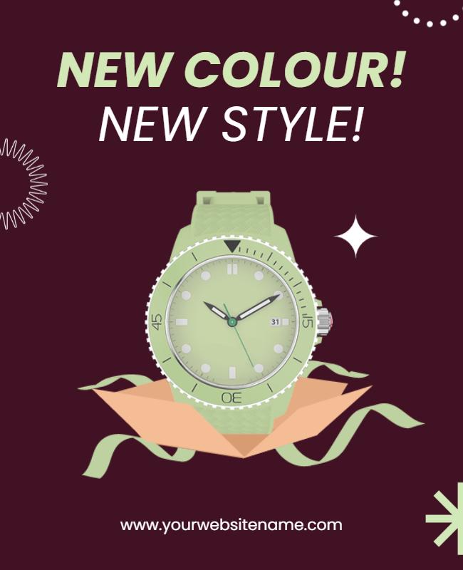 Chic Green Watch Announcement with Stylish Background Poster Template