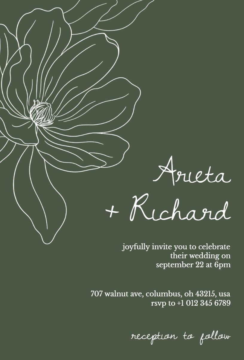 Chic Greenery Floral Wedding Celebration Invitation Template