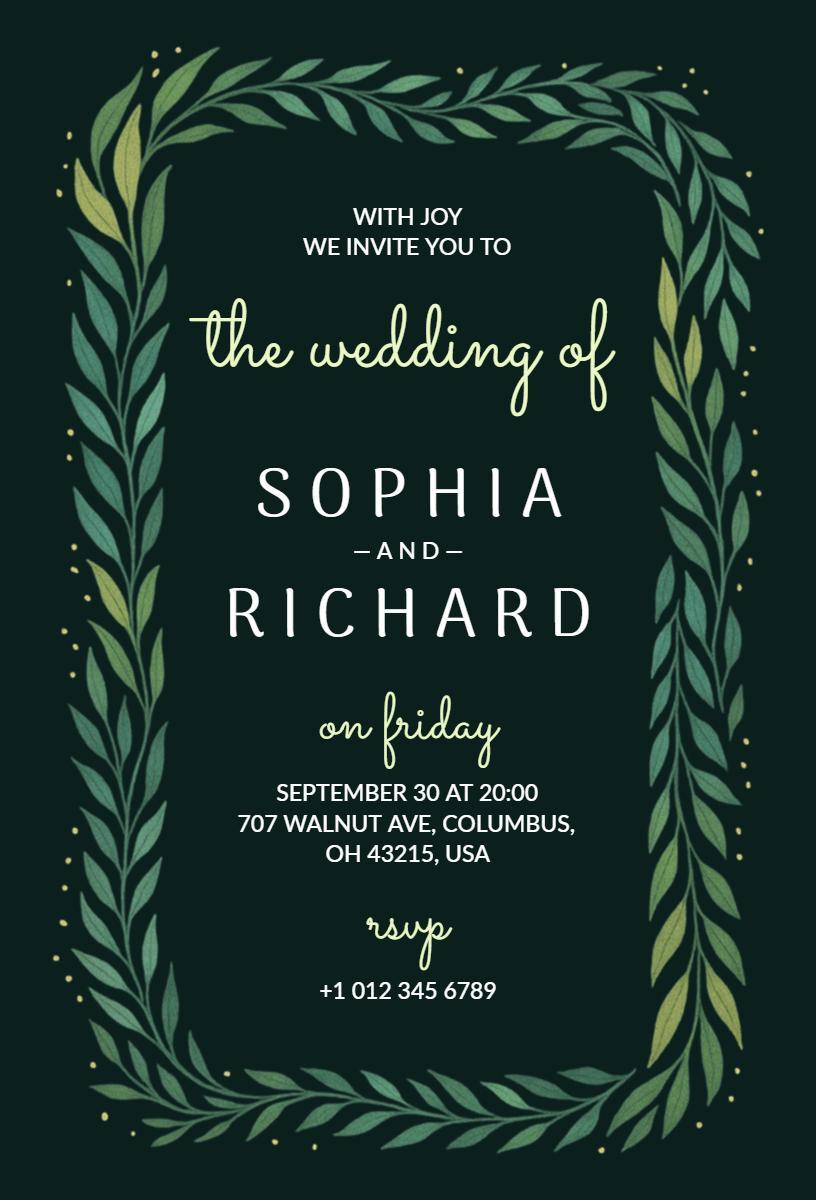 Chic Greenery Themed Wedding Celebration Invitation Template