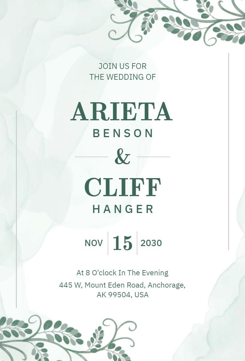 Chic Greenery Wedding Celebration Elegant Invitation Template