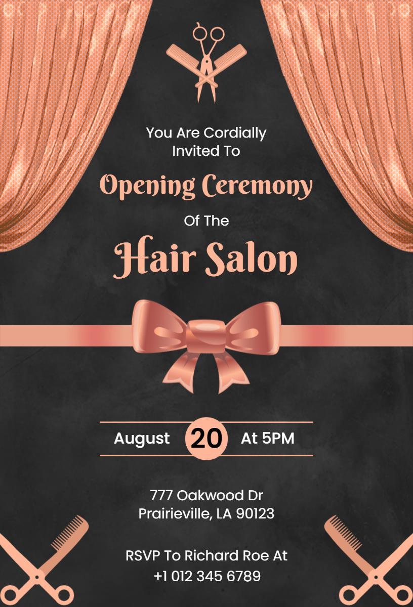 Chic Hair Salon Grand Opening Celebration Invitation Template