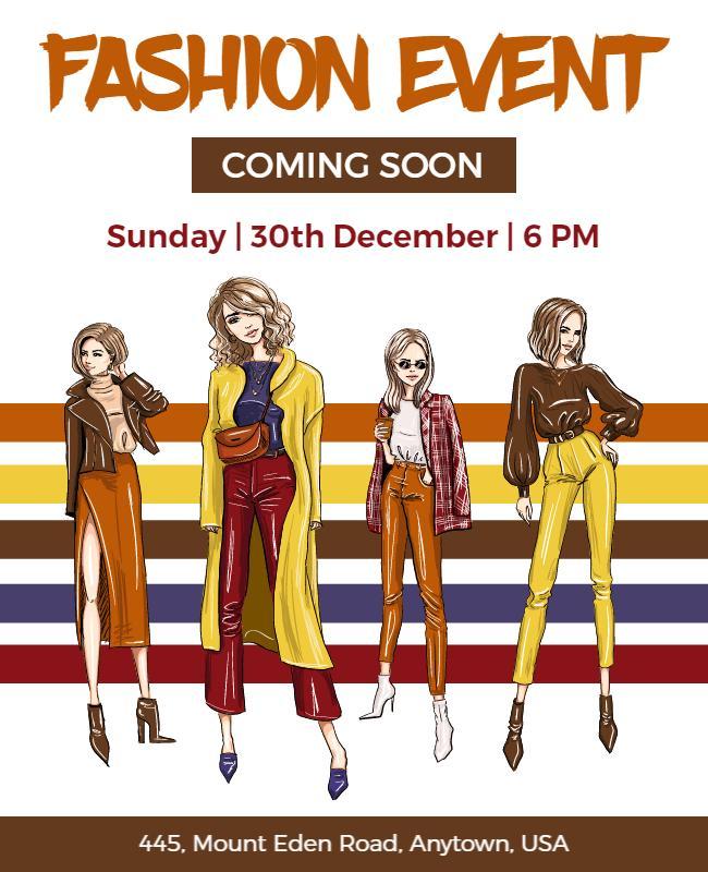 Chic Illustrated Style Fashion Event Announcement Flyer Template