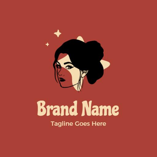 Chic Illustration of a Woman in Red for Beauty Logo Template